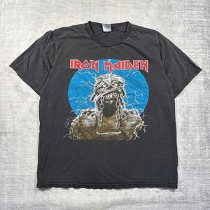 Iron Maiden Shirt Mens Large Black Vintage Y2K Powerslave Eddie Band Grunge Rock